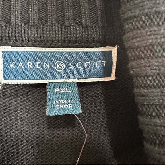 Karen Scott Womens Black Colorblock Turtleneck Sweater Petite XL - Picture 5 of 7